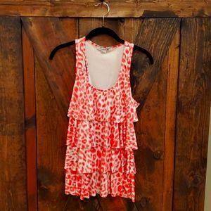 Orange Leopard Tiered Cami Tank Top